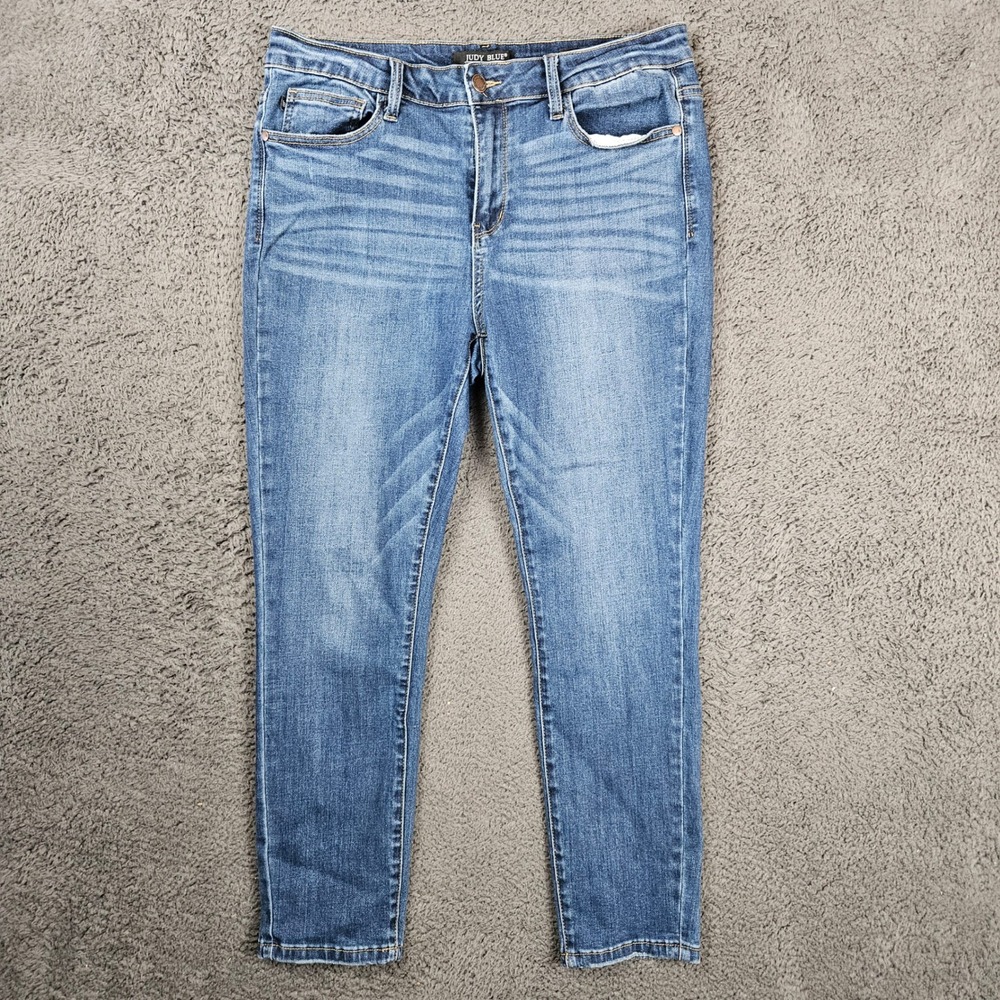 Judy Blue Relaxed Fit Mid Rise Skinny Jeans Medium Wash Blue Size 32